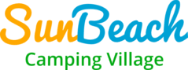 Logo del SunBeach Camping Village con colori vivaci e caratteri moderni.